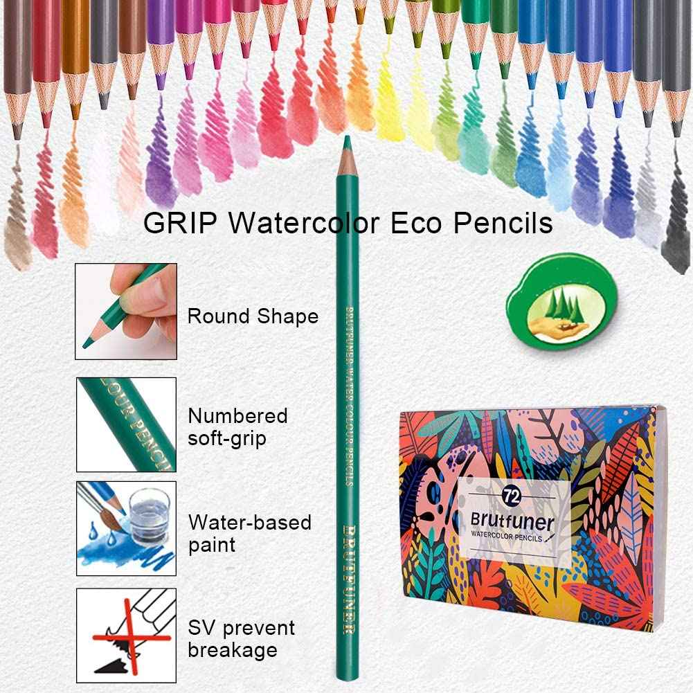BRUTFUNER 72 Professional Watercolor Soluble Pencils Art Drawing Set - TTpen