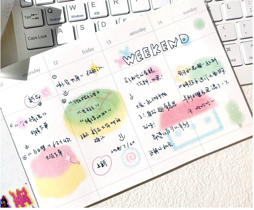 60mm Matte PET Gradient Washi Tape Set – 4 Rolls for Journaling,Scrapbooking