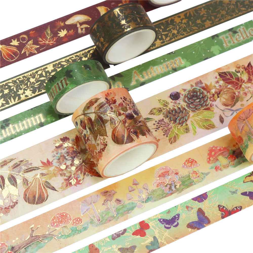 Hello Autumn Nature Metallic Foil Washi Tape Set 6 Rolls - TTpen