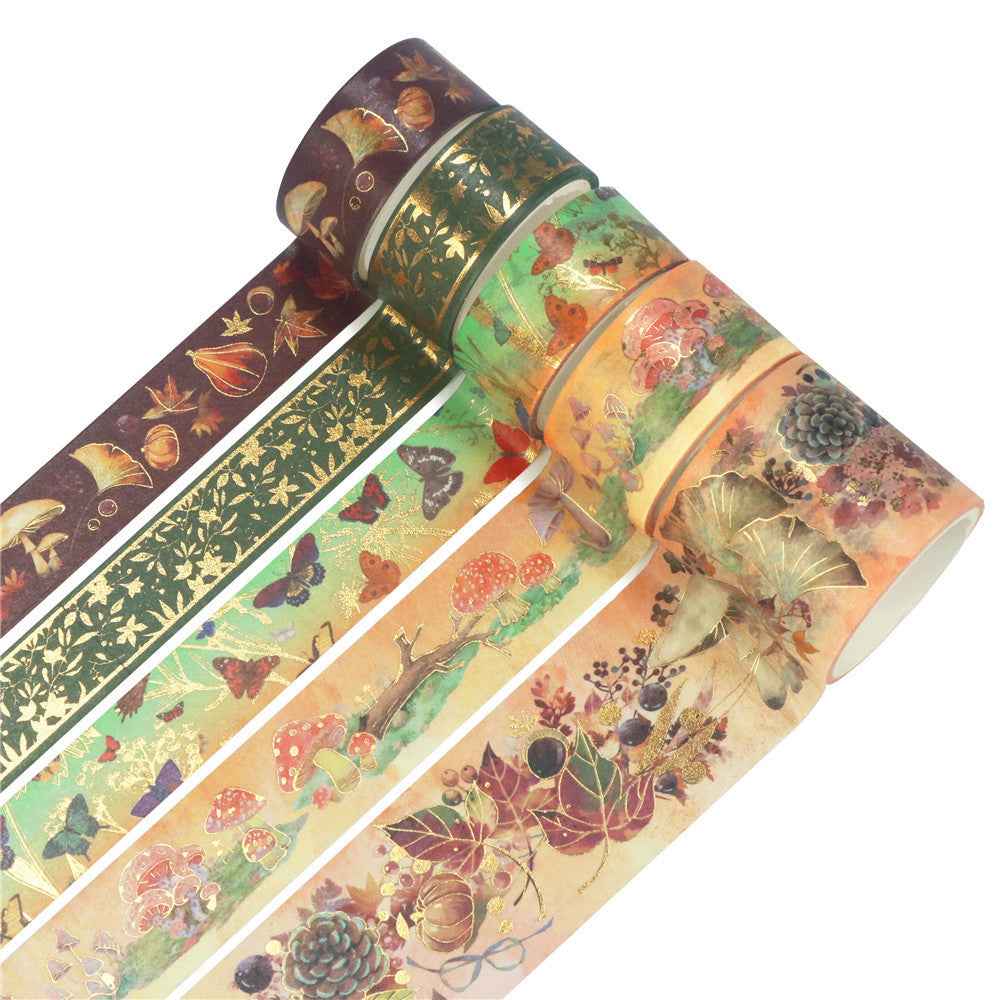 Hello Autumn Nature Metallic Foil Washi Tape Set 6 Rolls - TTpen