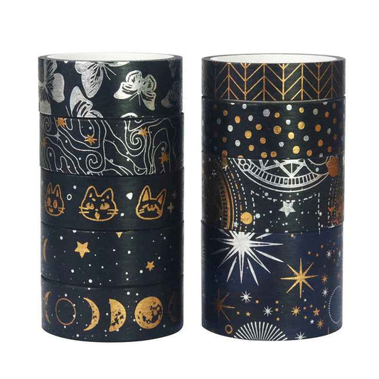 9 Rolls Dark Night Foil Washi Tape Set - TTpen