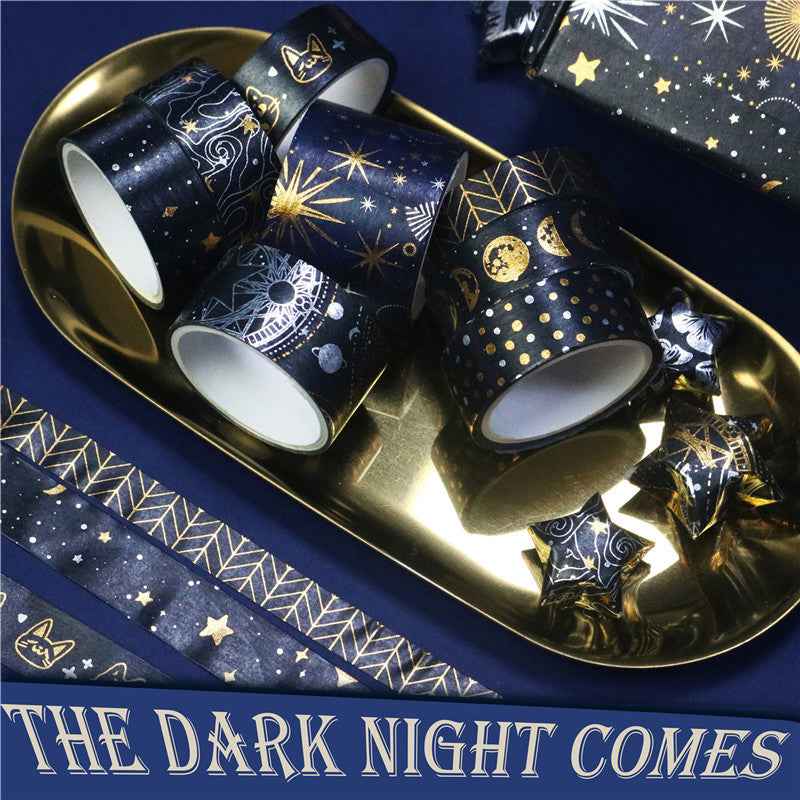 9 Rolls Dark Night Foil Washi Tape Set - TTpen