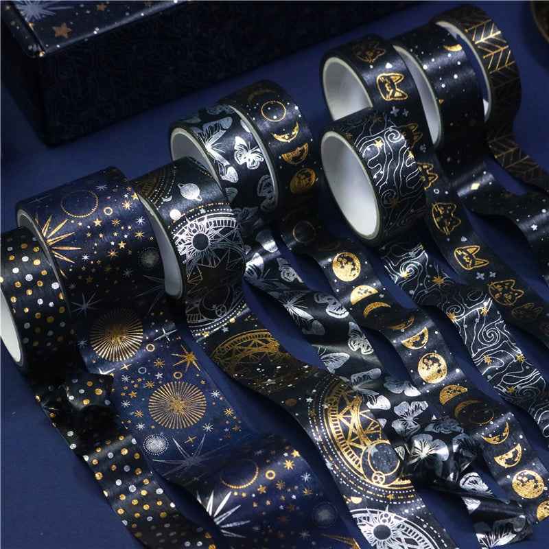 9 Rolls Dark Night Foil Washi Tape Set - TTpen