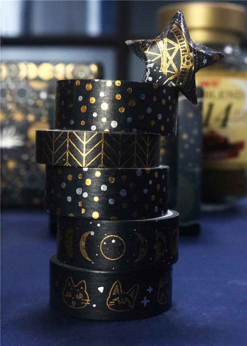 9 Rolls Dark Night Foil Washi Tape Set - TTpen