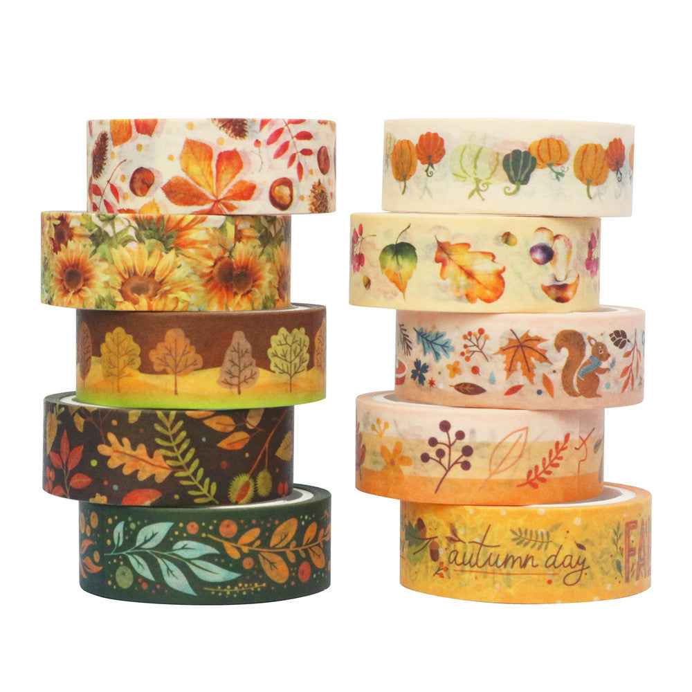 Autumn Day Washi Tape Set 10 Rolls 15mm x 5m - TTpen