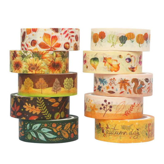 Autumn Day Washi Tape Set 10 Rolls 15mm x 5m - TTpen