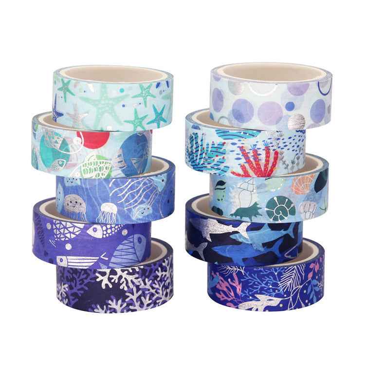 10 Rolls Blue Ocean Washi Tape Set 15mm x 4m - TTpen