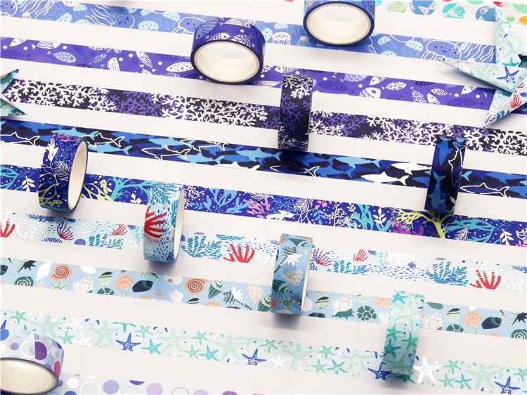 10 Rolls Blue Ocean Washi Tape Set 15mm x 4m - TTpen