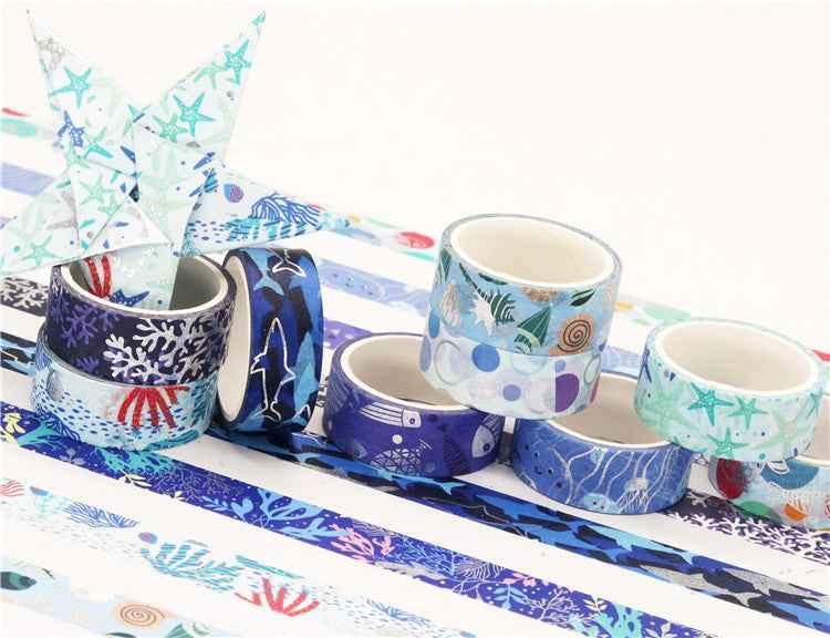 10 Rolls Blue Ocean Washi Tape Set 15mm x 4m - TTpen