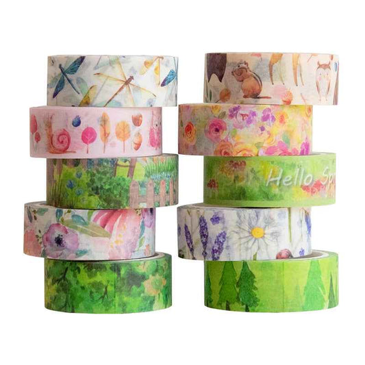 Hello Spring Washi Tape Set 10 Rolls 15mm x 5m - TTpen