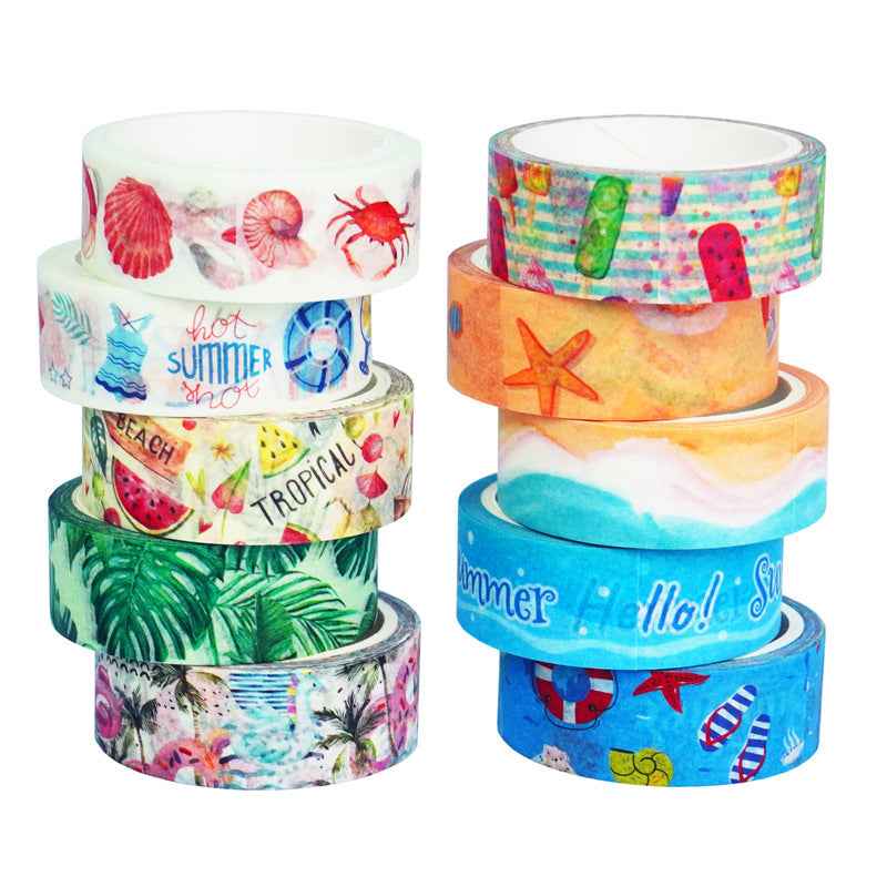 10 Rolls Hello Summer Washi Tape Set 15mm x 5m - TTpen