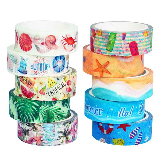 10 Rolls Hello Summer Washi Tape Set 15mm x 5m - TTpen