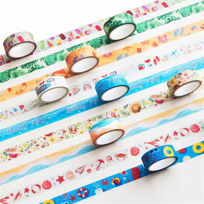 10 Rolls Hello Summer Washi Tape Set 15mm x 5m - TTpen