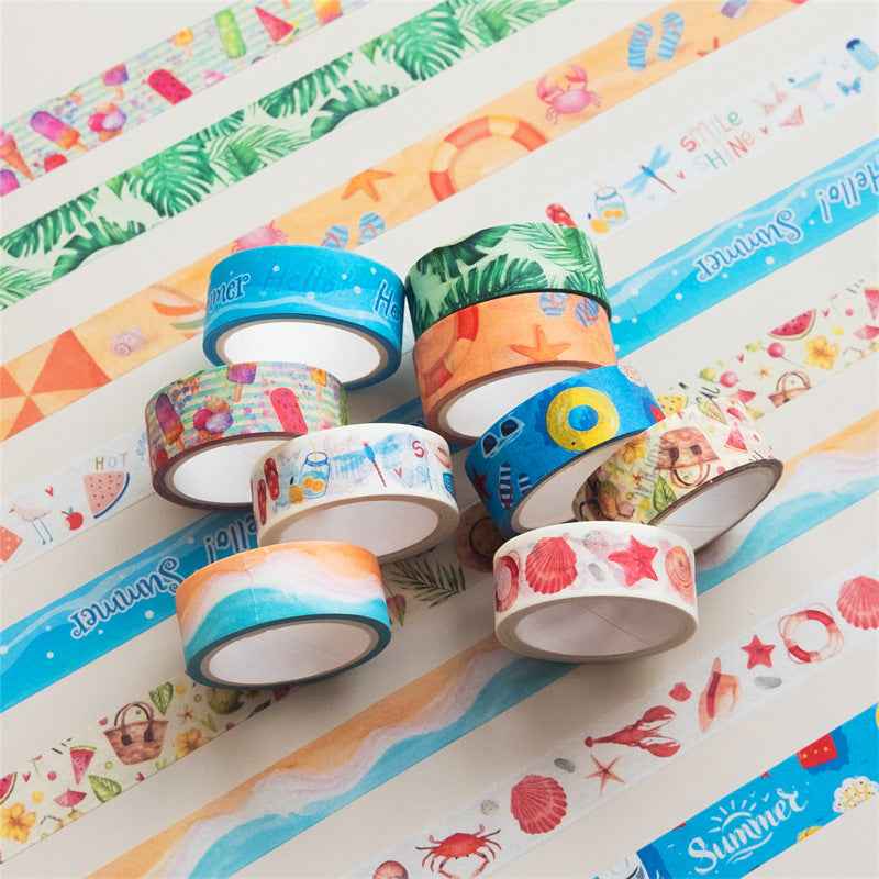 10 Rolls Hello Summer Washi Tape Set 15mm x 5m - TTpen
