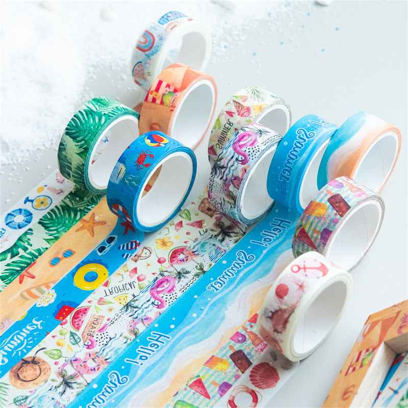 10 Rolls Hello Summer Washi Tape Set 15mm x 5m - TTpen