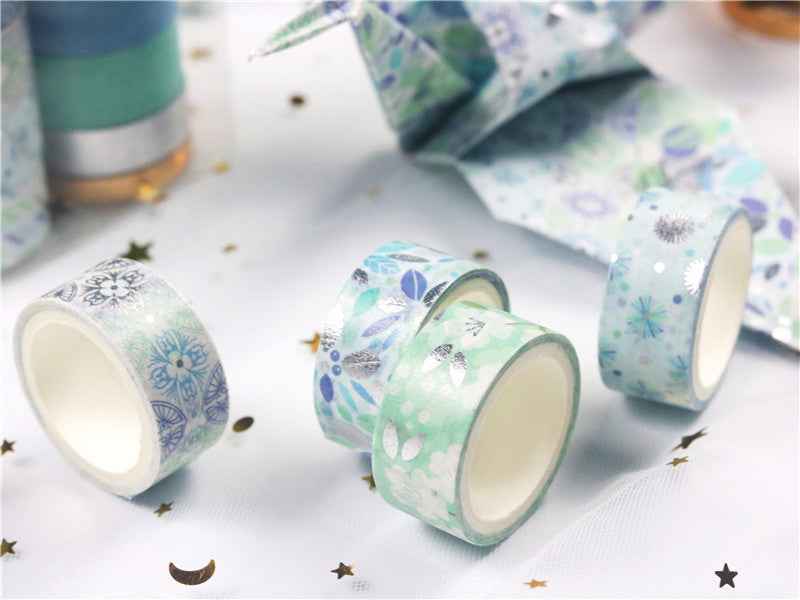 Blue Washi Tape Set 12 Rolls 15mm x 3m - TTpen