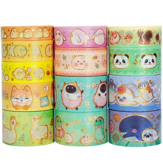 Cute Animal Washi Masking Tape Set 13 Rolls - TTpen