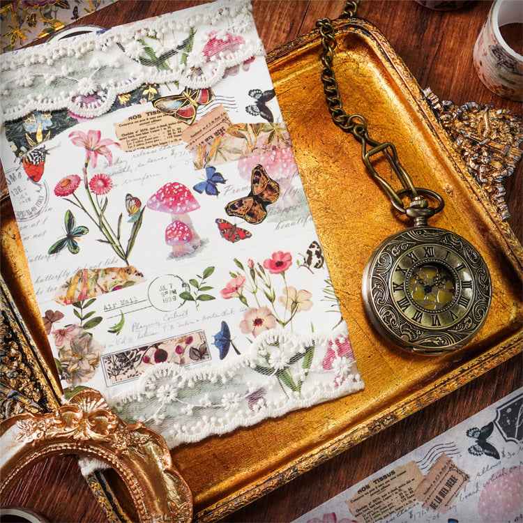 Vintage Butterfly Floral Washi Masking Tape Set 18 Rolls - TTpen