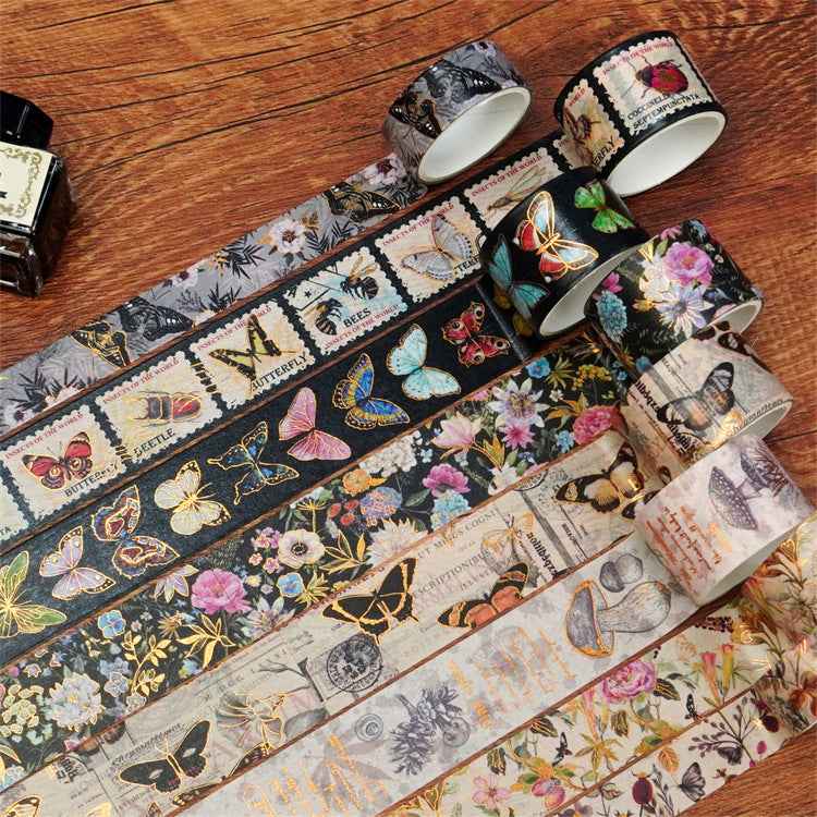 Vintage Butterfly Floral Washi Masking Tape Set 18 Rolls - TTpen
