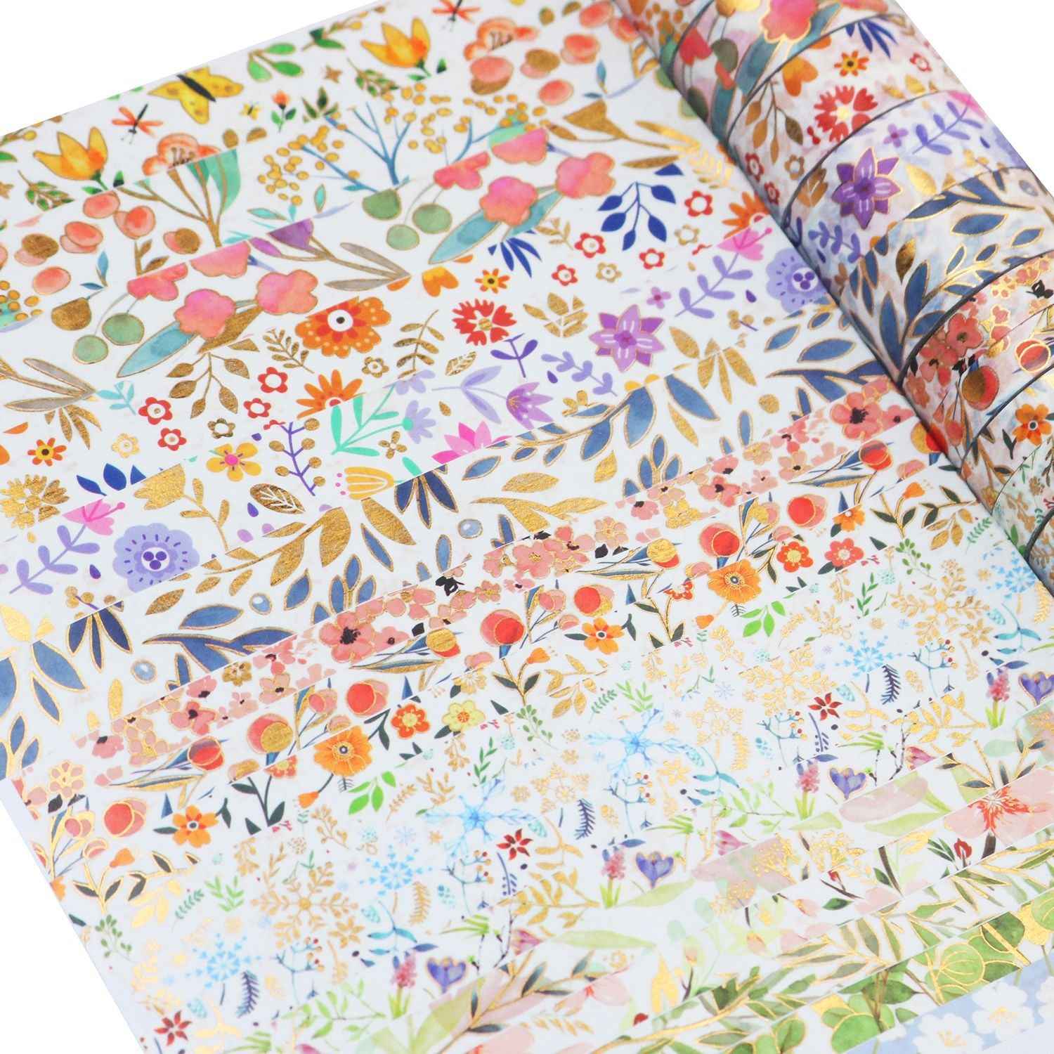 Bloodming Floral Gold Washi Tape Set 18 Rolls - TTpen