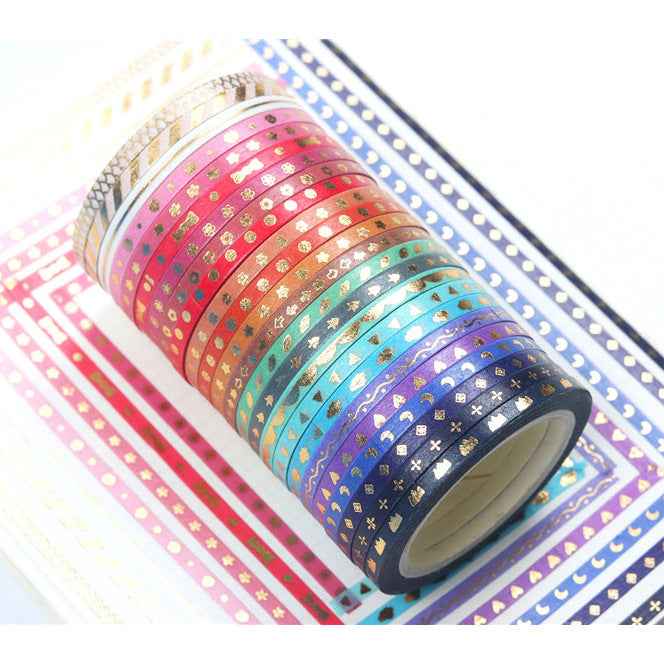 24 Rolls Skinny Washi Tape Set Slim 3mm x 5m - TTpen