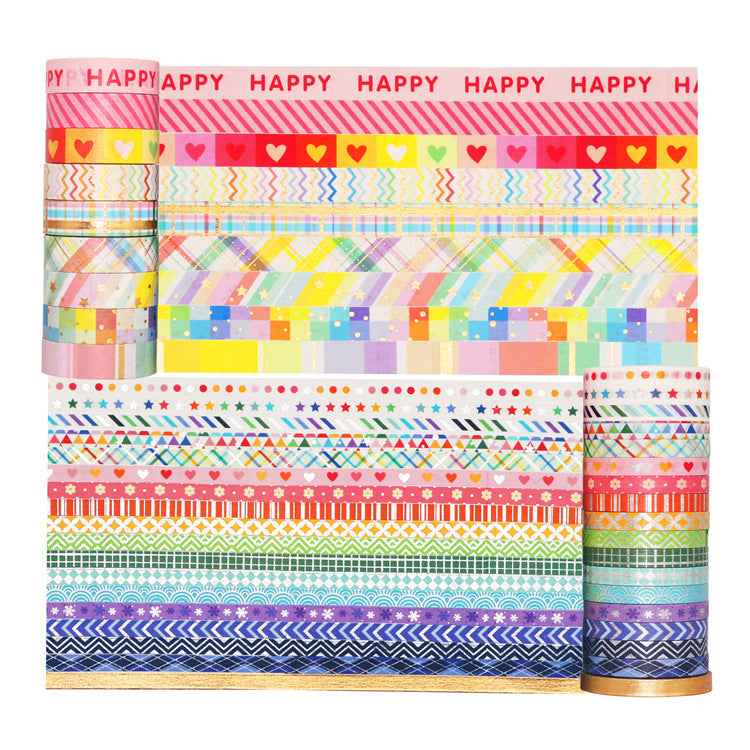 Rainbow Foil Washi Masking Tape Set 27 Rolls - TTpen