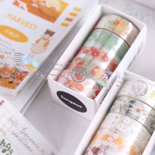 30 Rolls Floral Washi Tape Set PET Decorative Flowers Patterns Transparent Masking Tapes - TTpen
