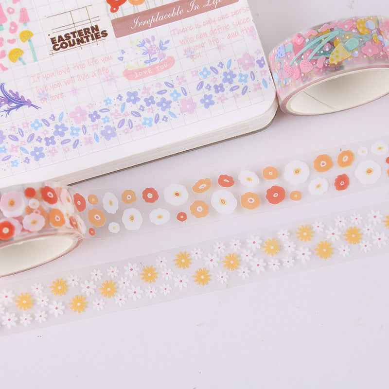 30 Rolls Floral Washi Tape Set PET Decorative Flowers Patterns Transparent Masking Tapes - TTpen