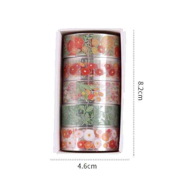 30 Rolls Floral Washi Tape Set PET Decorative Flowers Patterns Transparent Masking Tapes - TTpen