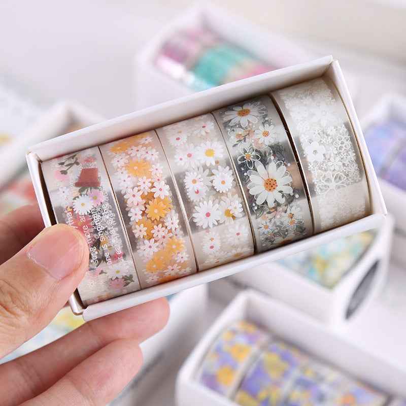 30 Rolls Floral Washi Tape Set PET Decorative Flowers Patterns Transparent Masking Tapes - TTpen