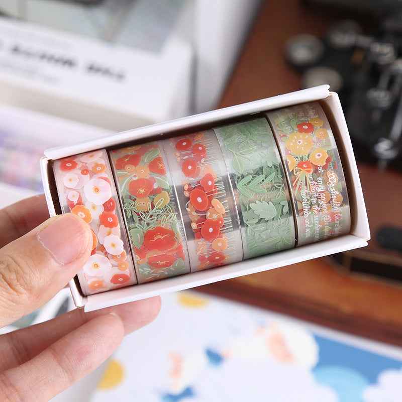 30 Rolls Floral Washi Tape Set PET Decorative Flowers Patterns Transparent Masking Tapes - TTpen