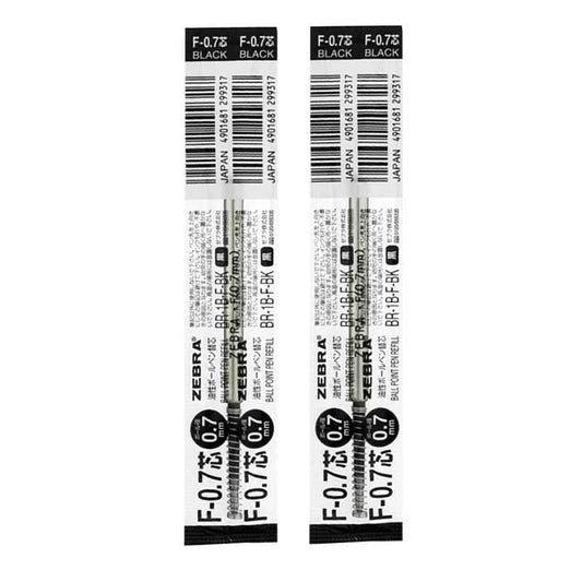 Zebra F-0.7 Ballpoint Pen Refill - 0.7 mm - Black - 2 Pack