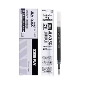 Zebra JLV-0.5 Sarasa Dry Gel Pen Refill - 0.5 mm - Black - 10 Pack