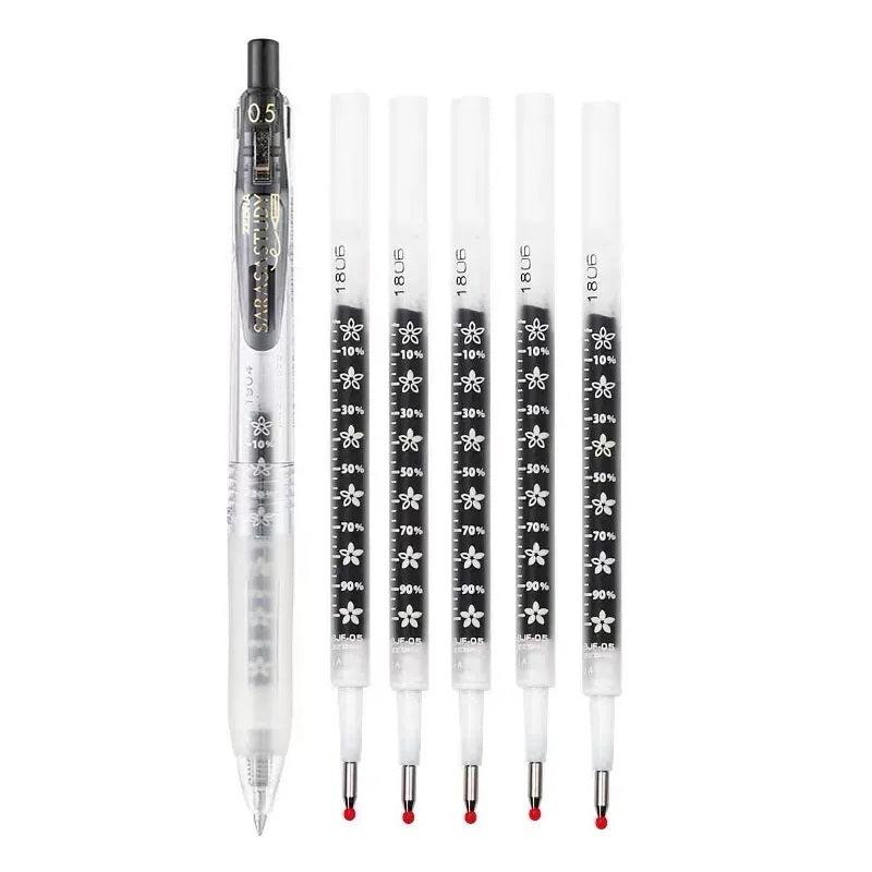 Zebra Sarasa Study Gel Pen - 0.5 mm - with 5pcs Black Ink Refills