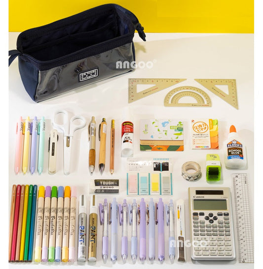 Angoo Boat-Shaped Clear TPU Pencil Case Large Capacity for Students