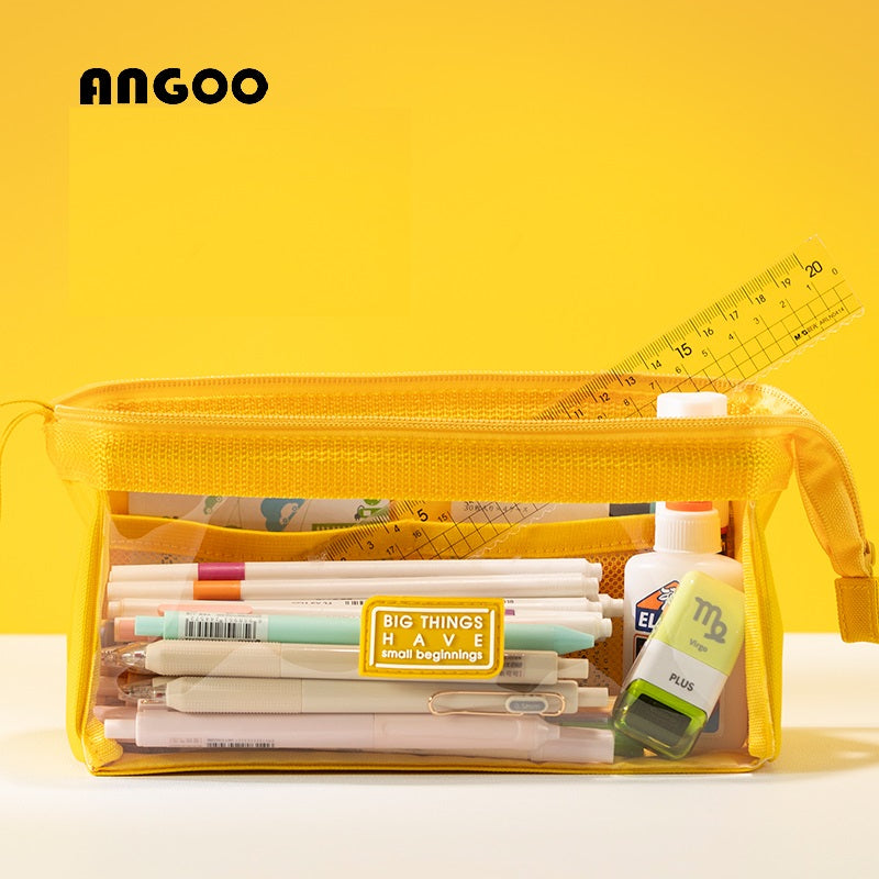Angoo Boat-Shaped Clear TPU Pencil Case Large Capacity for Students