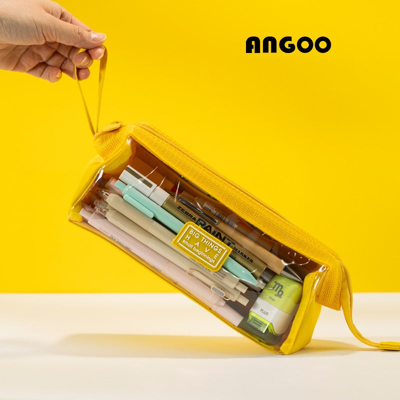 Angoo Boat-Shaped Clear TPU Pencil Case Large Capacity for Students