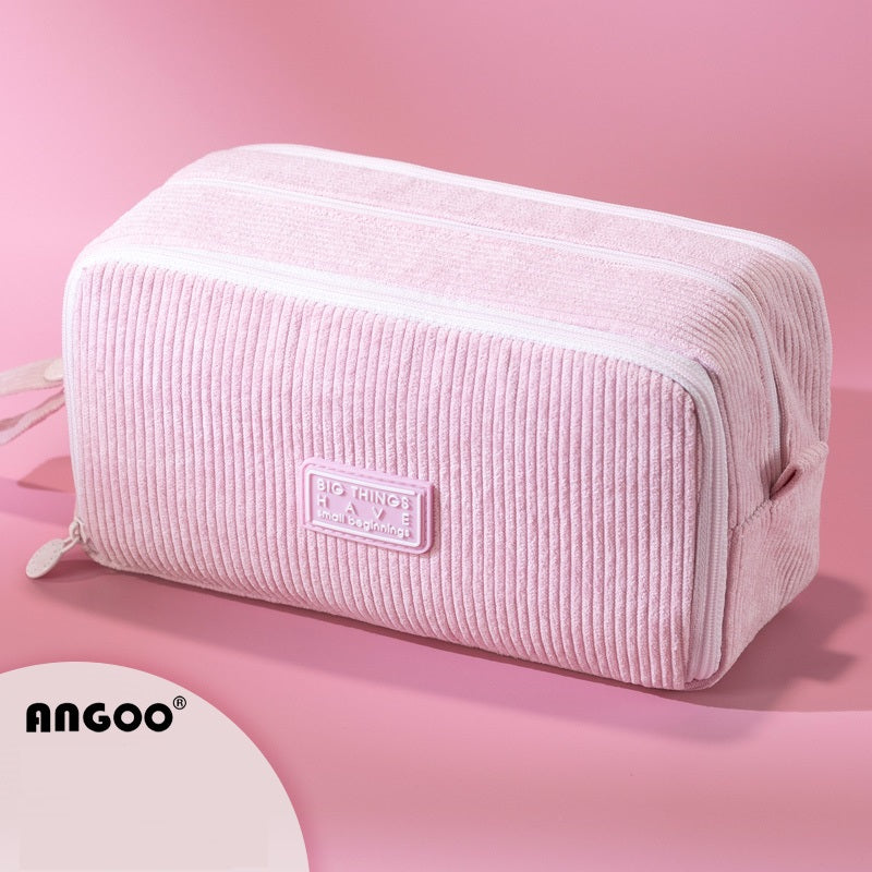Angoo Corduroy Large Capacity Pencil Case 60-Pen Organizer for Girls