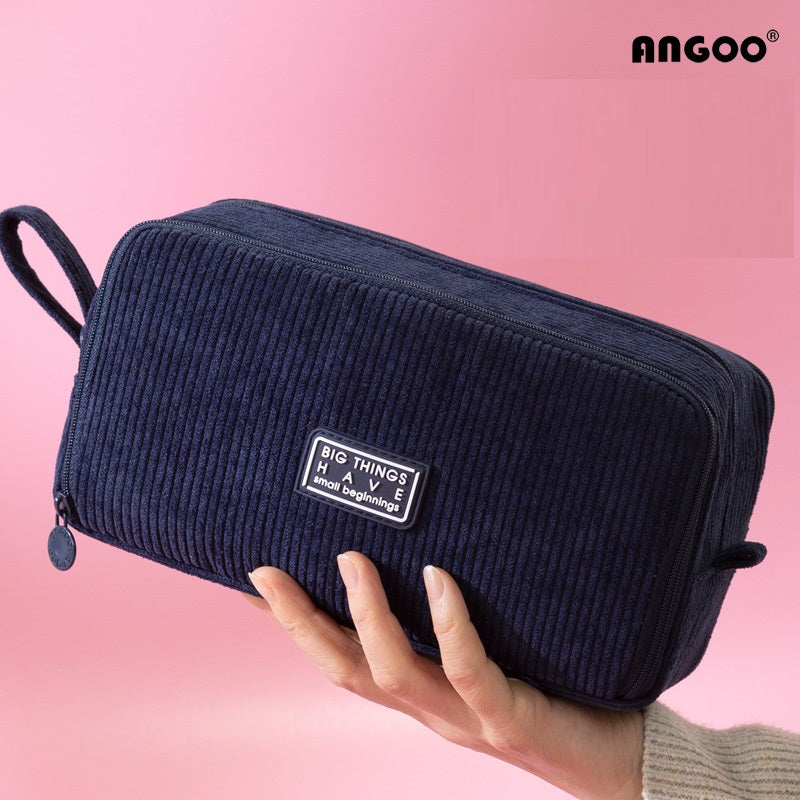 Angoo Corduroy Large Capacity Pencil Case 60-Pen Organizer for Girls