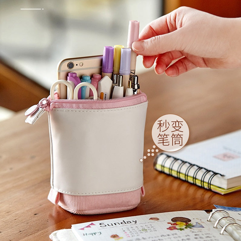 Angoo Stand-Up Pencil Case Pull-Down Pen Holder