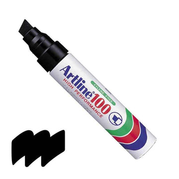Artline 100,Permanent Marker,7.5-12mm Chisel Tip Big Nib