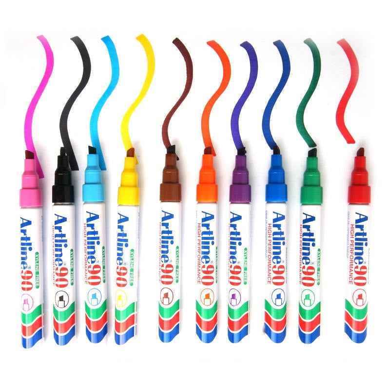 Artline 90,Permanent Marker,Chisel Nib, 2-5mm,3 Pack