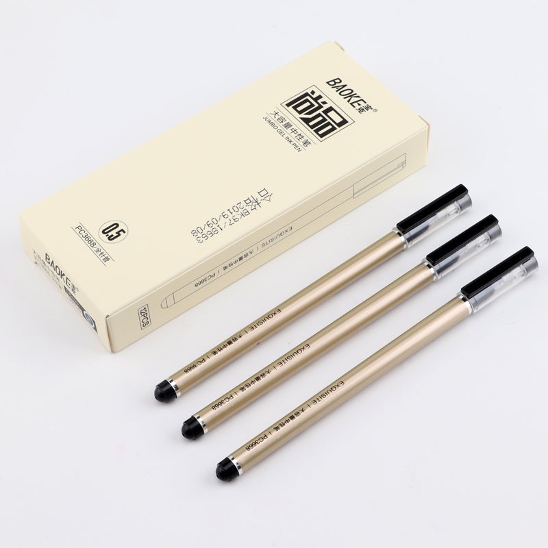 Baoke EXQUISITE 0.5mm Jumbo Gel Ink Pen 12 Pack 0.5mm Black