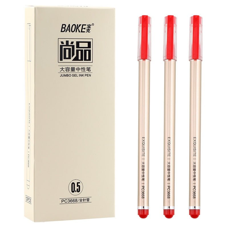 Baoke EXQUISITE 0.5mm Jumbo Gel Ink Pen 12 Pack 0.5mm Red
