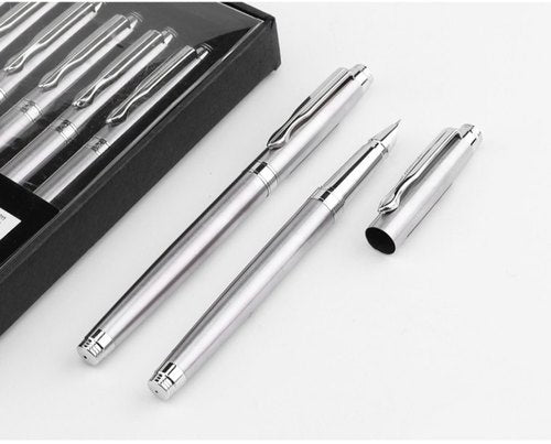 Baoke 0.7mm Black Ink Metal Shenbao Signature Fountain Pen 0.7mm Silver