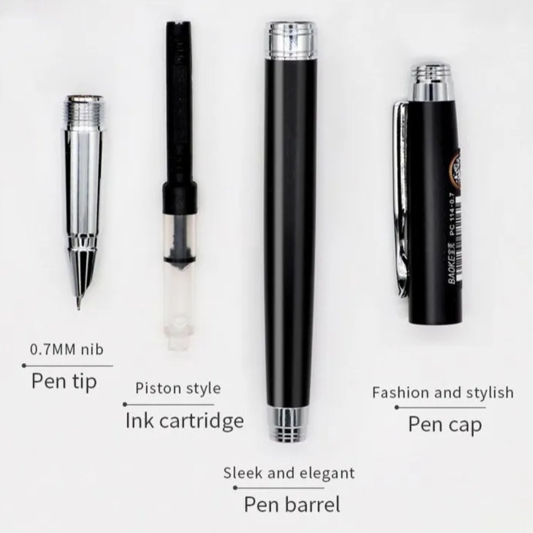 Baoke 0.7mm Black Ink Metal Shenbao Signature Fountain Pen