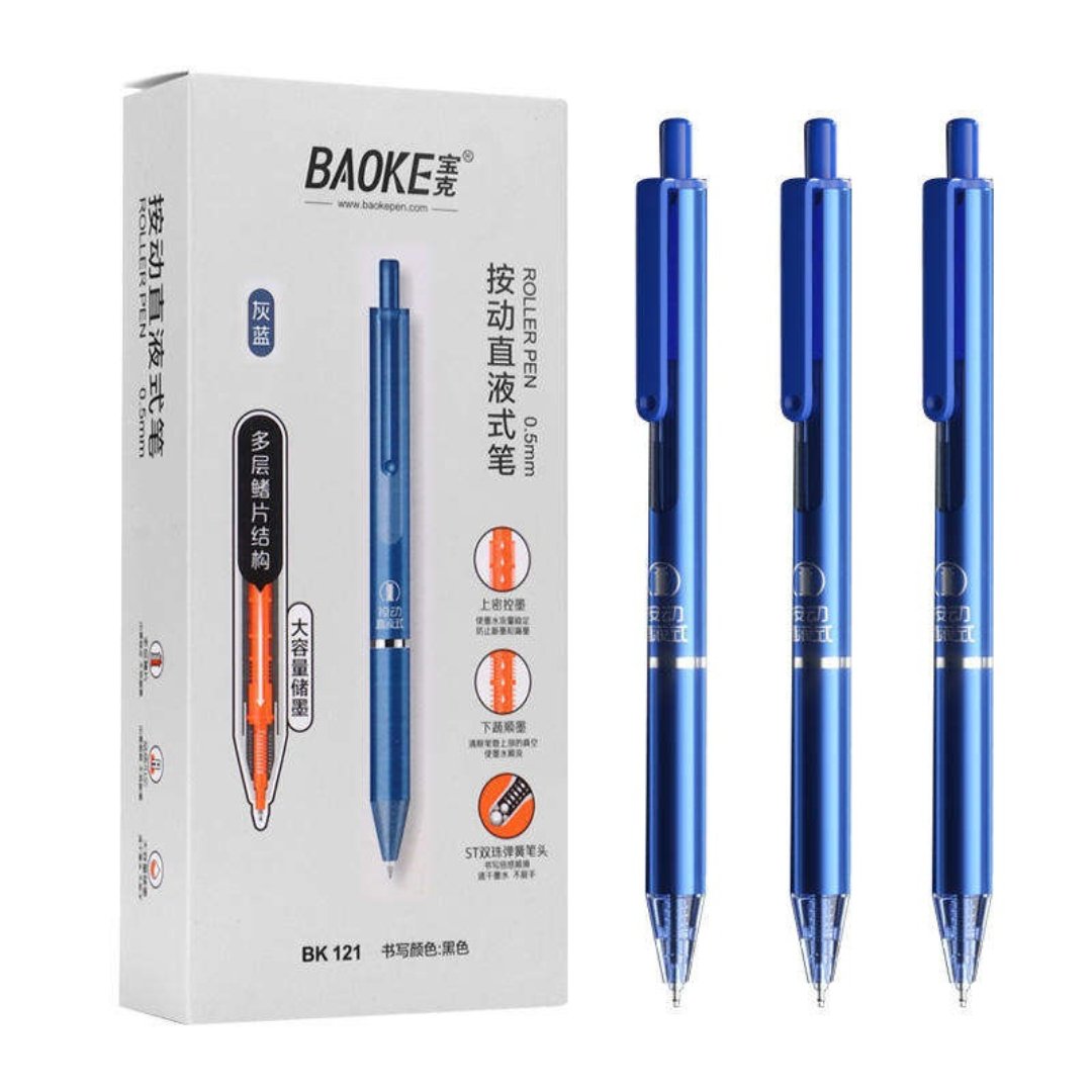Baoke BK121 Roller Pen 0.5mm Black Ink 12pcs Blue