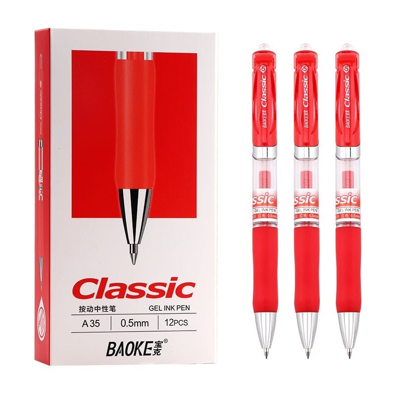 Baoke Classic Gel Ink Pens A35 0.5mm (Pack of 12) 0.5mm Red