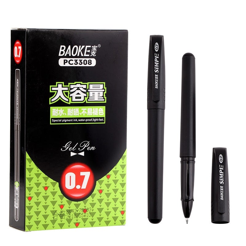 Baoke Gel Pens PC3308 0.7mm (Pack of 12) 0.7mm Black