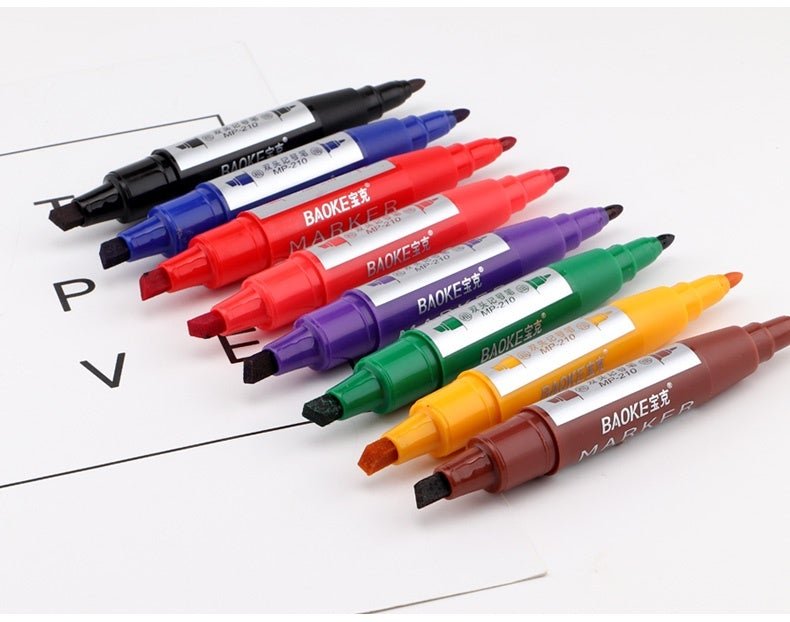 Baoke Permanent Marker Pen 12 Color Dual Tip